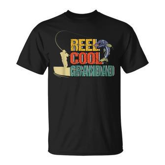 Reel Cool Grandad Fishermen Fishing Rod Angling Dad Gift For Mens Unisex T-Shirt | Mazezy