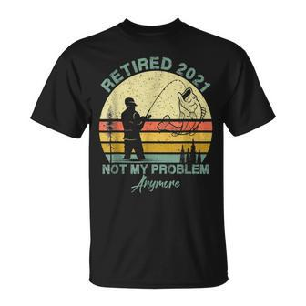 Retired 2023 Not My Problem Anymore Retirement Retro Fishing T-Shirt - Seseable