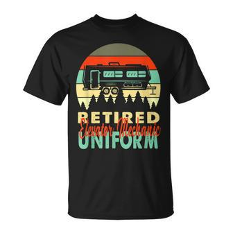 Retired Elevator Mechanic Uniform Rv Camping Retirement Gift Unisex T-Shirt | Mazezy