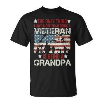 Mens Retired Military Veteran Grandfather Proud Grandpa T-shirt - Seseable