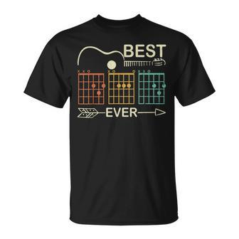 Retro Best Dad Ever D A D Chord Guitar Guitarist Fathers Day Unisex T-Shirt - Seseable