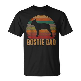 Retro Boston Terrier Dad Dog Owner Pet Bostie Father T-Shirt - Seseable
