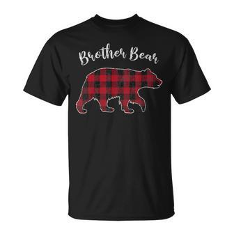 Retro Christmas Brother Bear Red Plaid Buffalo T-shirt - Thegiftio UK