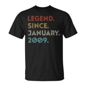 Retro Color Legend Since Januar 2009 Vintage Geburtstag T-Shirt - Seseable