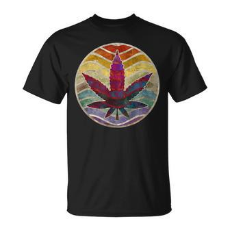 Retro Design Of Marijuana Leaf Cannabis Weed Unisex T-Shirt | Mazezy
