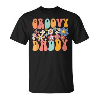 Retro Groovy Daddy Birthday Matching Family Party Father Day Unisex T-Shirt | Mazezy