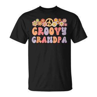 Retro Groovy Grandpa And Vintage Family 1St Birthday Party Unisex T-Shirt | Mazezy