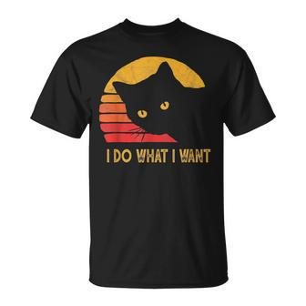 Retro I Do What I Want With My Cat Funny Gift Unisex T-Shirt | Mazezy UK