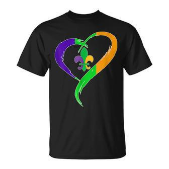 Retro Mardi Gras Heart Mardi Gras T-Shirt - Seseable