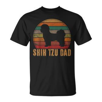 Retro Shih Tzu Dad Daddy Apparel Dog Owner Pet Father T-Shirt - Seseable