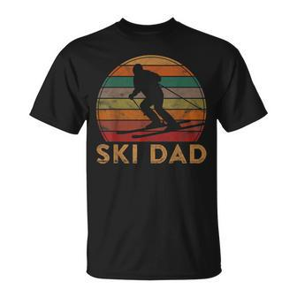 Mens Retro Ski Dad Sunset Winter Skiing Daddy Father Skier T-Shirt - Seseable