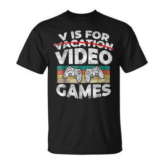 Retro V Is For Video Games Valentine Day Gamer Boy Men T-Shirt - Seseable