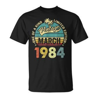 Retro Vintage 39Th Birthday Awesome Since March 1984 T-Shirt - Seseable