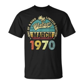 Retro Vintage 53Rd Birthday Awesome Since March 1970 T-Shirt - Seseable