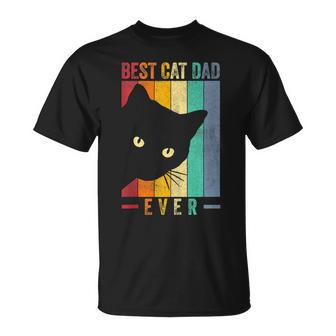 Retro Vintage Best Cat Dad Ever Cat Daddy Fathers Day T-Shirt - Seseable
