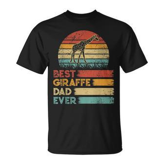 Retro Vintage Best Giraffe Dad Ever Animals Lover T-Shirt - Seseable