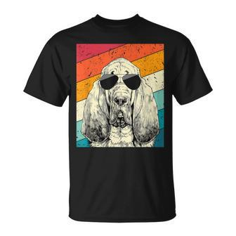 Retro Vintage Bloodhound With Sunglasses Dog Lovers T-Shirt - Seseable