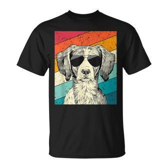 Retro Vintage Brittany Spaniel With Sunglasses Dog Lovers Unisex T-Shirt | Mazezy