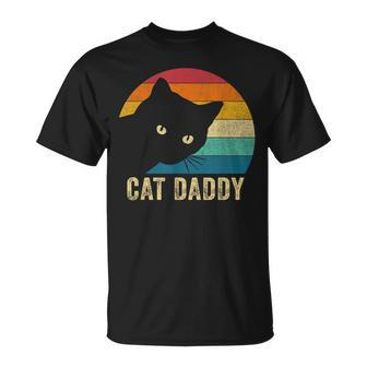 Retro Vintage Cat Daddy Funny Cat Dad Gifts Fathers Day Unisex T-Shirt - Seseable