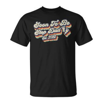 Retro Vintage Soon To Be Step Dad 2023 First Time Stepfather T-Shirt - Seseable