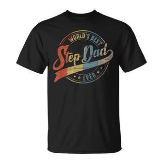 Retro Vintage Worlds Best Step Dad Ever Gift For Mens Unisex T-Shirt - Seseable