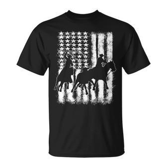Rodeo Team Roping Distressed Grunge Cowboy Unisex T-Shirt - Seseable
