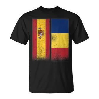 Romanian Flag Spain And Romania Proud Flags Unisex T-Shirt | Mazezy