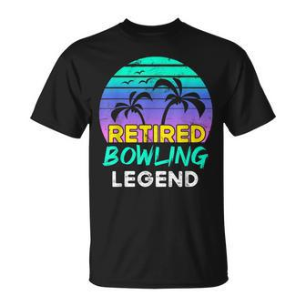 Ruhestand Bowling-Legende T-Shirt, Retro 80er Jahre Sonnenuntergang - Seseable