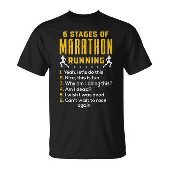 Runner Sport Athlete 6 Stages Of Marathon Running Unisex T-Shirt | Mazezy