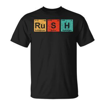 Rush Ru-S-H Periodic Table Elements Unisex T-Shirt | Mazezy