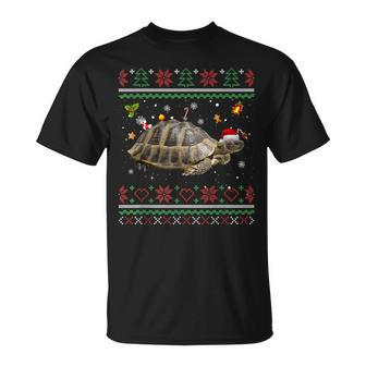 Russische Schildkröte Weihnachts-T-Shirt, Hässliches Rentier-Motiv - Seseable