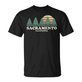 Sacramento Ca Vintage Throwback Retro 70S Design Unisex T-Shirt | Mazezy
