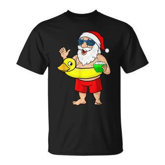 Santa Claus Christmas Tree Or Hawaii Duck Christmas In July T-shirt - Seseable