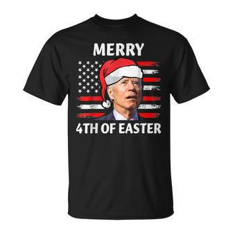 Santa Joe Biden Confused Happy Easter Christmas America Flag V10T-shirt - Seseable