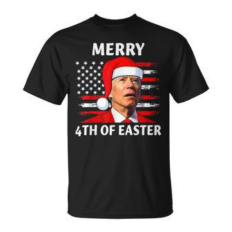 Santa Joe Biden Confused Happy Easter Christmas America Flag V3T-shirt - Seseable