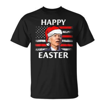 Santa Joe Biden Confused Happy Easter Christmas America Flag V4T-shirt - Seseable