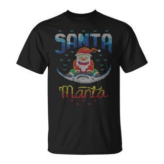 Santa Manta Claus Angeln Fischangler Hässlicher Weihnachts T-Shirt - Seseable