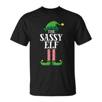 Sassy Elf Matching Family Group Christmas Party Pajama Unisex T-Shirt - Monsterry
