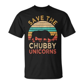 Save The Chubby Unicorns Vintage Funny Rhino Animal Rights Unisex T-Shirt | Mazezy