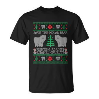 Save The Molar Bear Dental Dentist Ugly Christmas Sweaters Cute Gift Unisex T-Shirt - Monsterry
