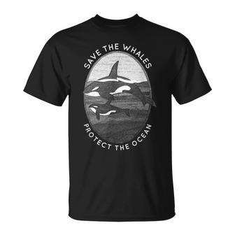 Save The Whales Protect The Ocean Orca Killer Whales Unisex T-Shirt | Mazezy