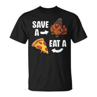 Save A Turkey Eat Pizza Thanksgiving Day Vegan Vegetarian T-shirt - Seseable