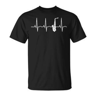 Saxophone Player Saxophone Heartbeat Unisex T-Shirt - Seseable