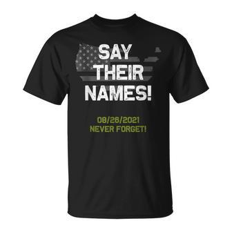 Say Their Names Names Of Fallen Soldiers 13 Military Heroes Unisex T-Shirt | Mazezy