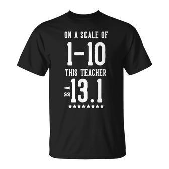 On A Scale Of 1-10 This Teacher Is A 131 Half Marathon T-shirt - Thegiftio UK