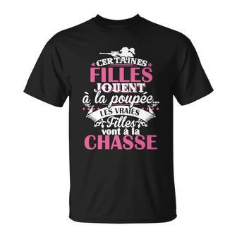 Schwarzes Damen-T-Shirt mit Jagd-Motiv, Französischer Spruch - Seseable