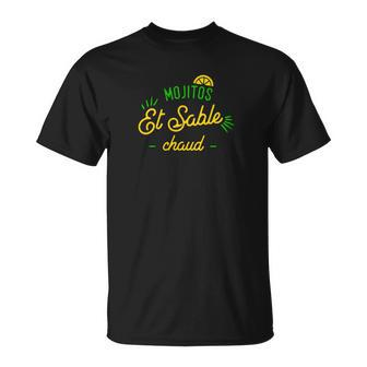Schwarzes T-Shirt Mojitos & Warme Sonne, Sommerliches Party-Shirt - Seseable