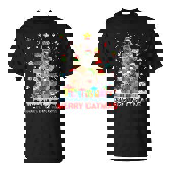 Scottish Fold Cat Lovers Cute Holiday Christmas Tree T-shirt - Thegiftio