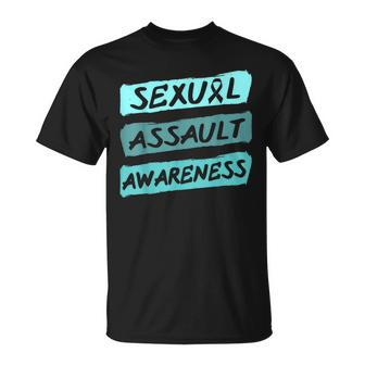 Sexual Assault Awareness Teal Ribbon Unisex T-Shirt | Mazezy