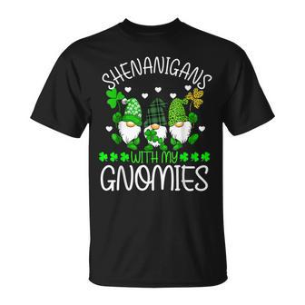 Shenanigans With My Gnomies St Patricks Day Gnome Shamrock T-Shirt - Seseable